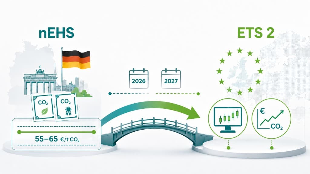 Nationaler Emissionshandel und Übergang zum ETS 2 mit CO₂-Preiskorridor von 55 bis 65 Euro